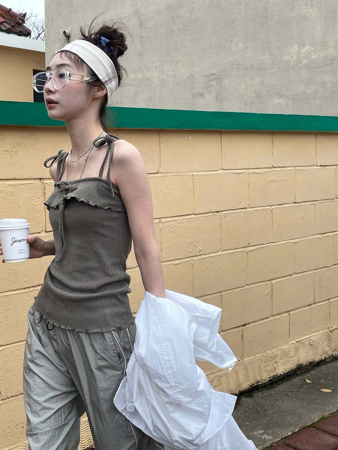 ruffle knot sleeveless