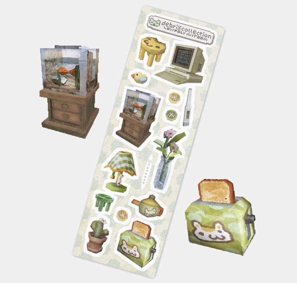 스티커〉로우폴리 씰 vol.3 마이 룸 | hato.exe