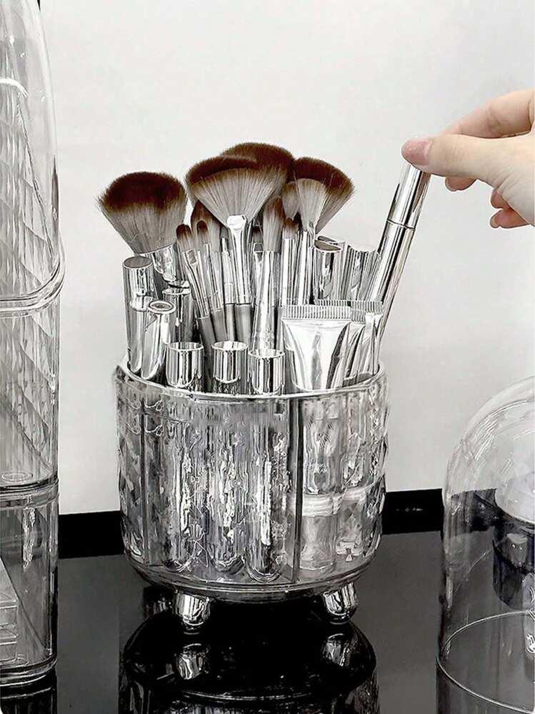 회전하는 뚜껑 있는 메이크업 브러쉬 정리함, 데스크탑 화장품 보관 튜브, 대용량, 방진, 격자 칸막이, 눈썹 연필 및 브러쉬 보관에 적합 방 홈 데코 가방, 가방, 메이크업 가방, 화장대, 여행, 메이크업 가방, 보관, 메이크업 정리함, 메이크업 가방, 세면도구 가방, 책상 정리함, 화장품 가방, 메이크업 파우치, 메이크업 정리함, 화장대 액세서리, 메이크업 파우치, 메이크업 가방, 보석함, 파우치, 메이크업 브러쉬 홀더, 브러쉬 홀더, 향수 정리함, 파우치 가방, 여성을 위한 선물, 크리스마스 선물, 여성을 위한 선물 아이디어, 방 데코