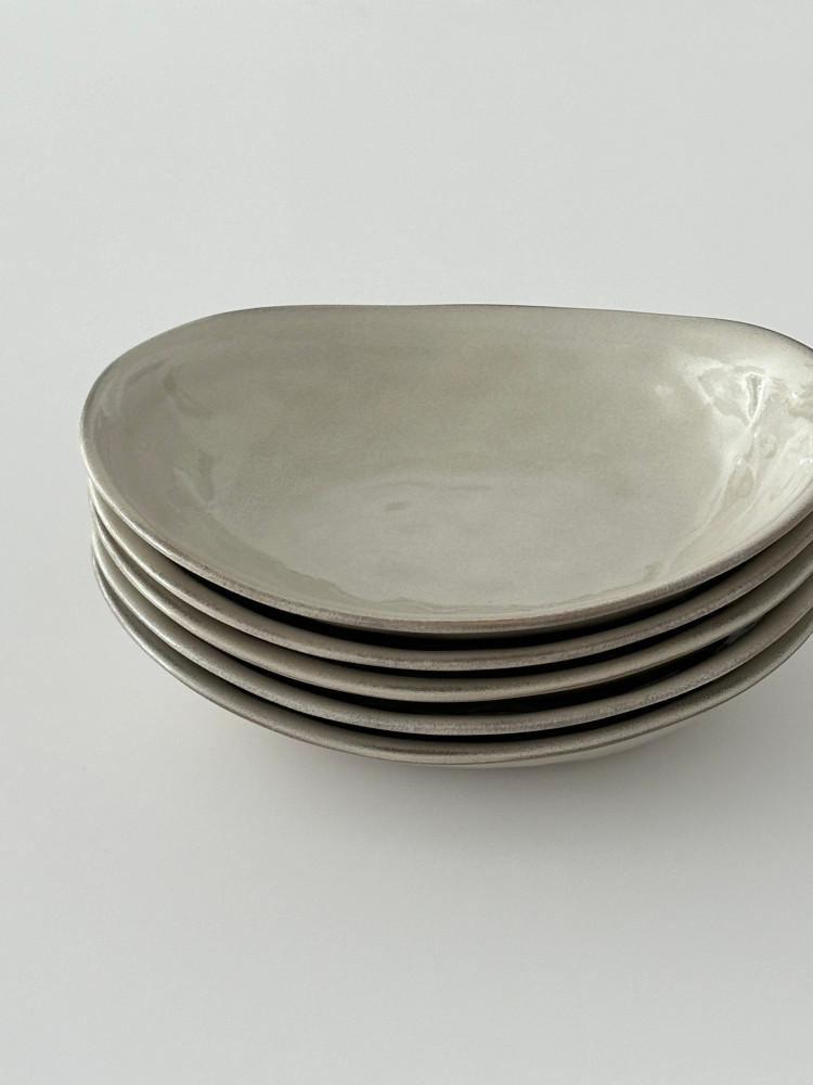 그레이 오발 볼 도자기 타원 그릇