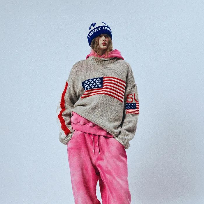 SUNDAY FLAG KNIT SWEATER BEIGE