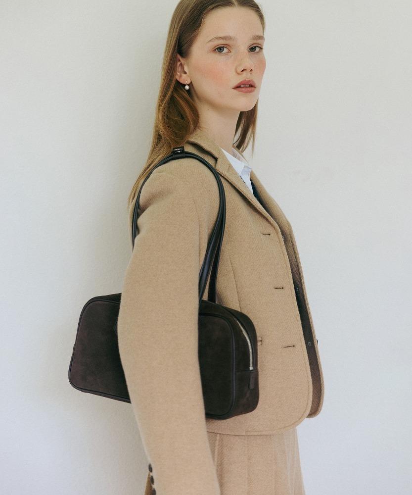 SUEDE BOWLING SHOULDER BAG BROWN