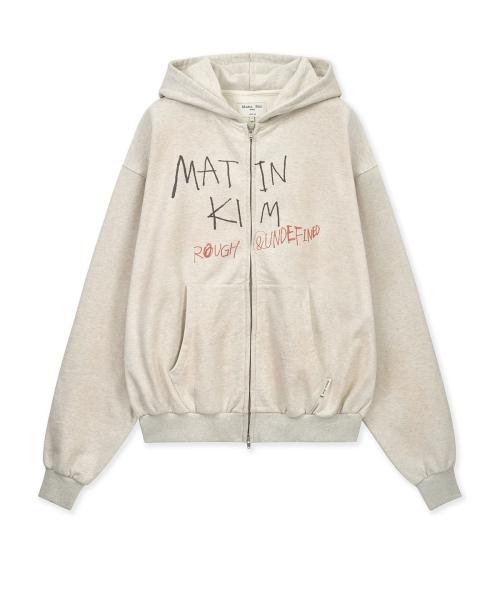 VINTAGE WASHED GRAFFITI HOODY ZIP UP IN BEIGE