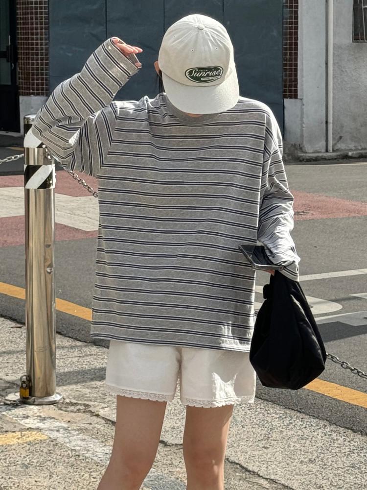 마린 썸머 맨투맨 티셔츠