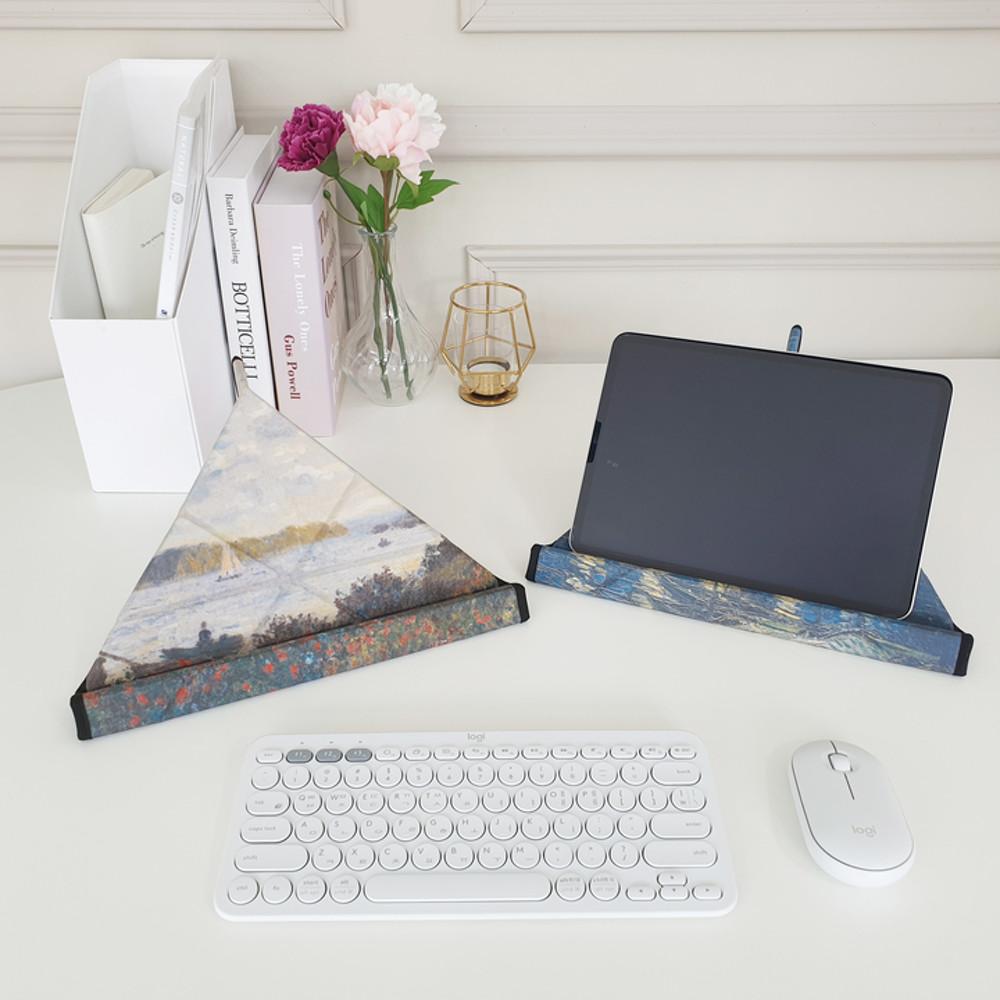 북포리 리딩독서대 휴대용 가벼운 접이식 패브릭 책받침대 미니 1단 책거치대 독서대