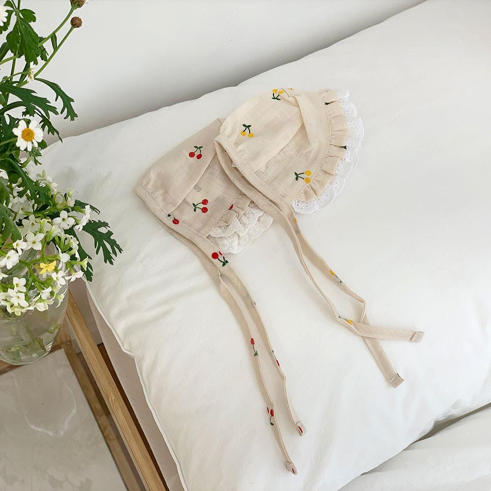 강아지 고양이 앵두 린넨 보닛 모자