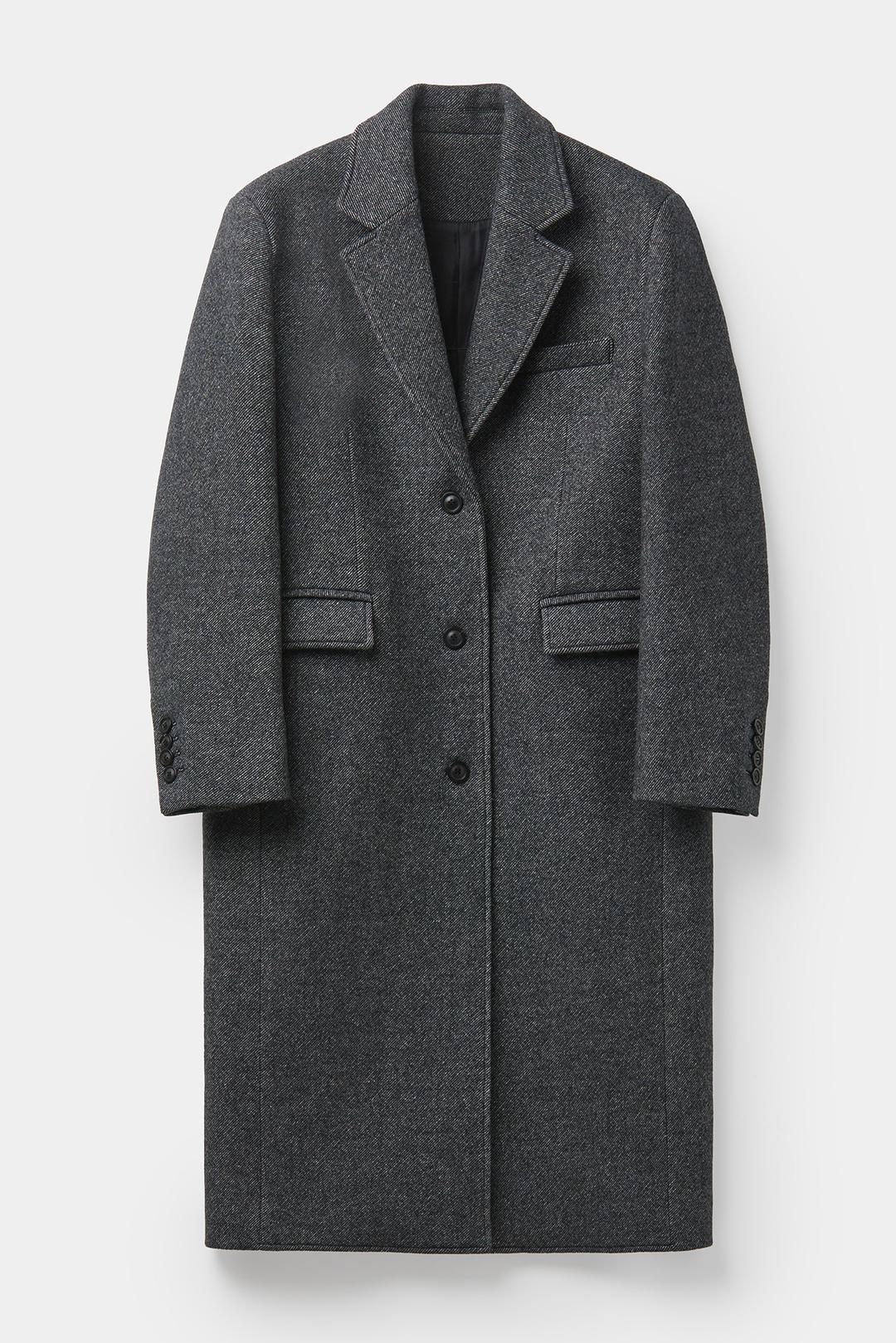 트윌 울 캐시미어 블렌드 싱글 코트 (차콜)