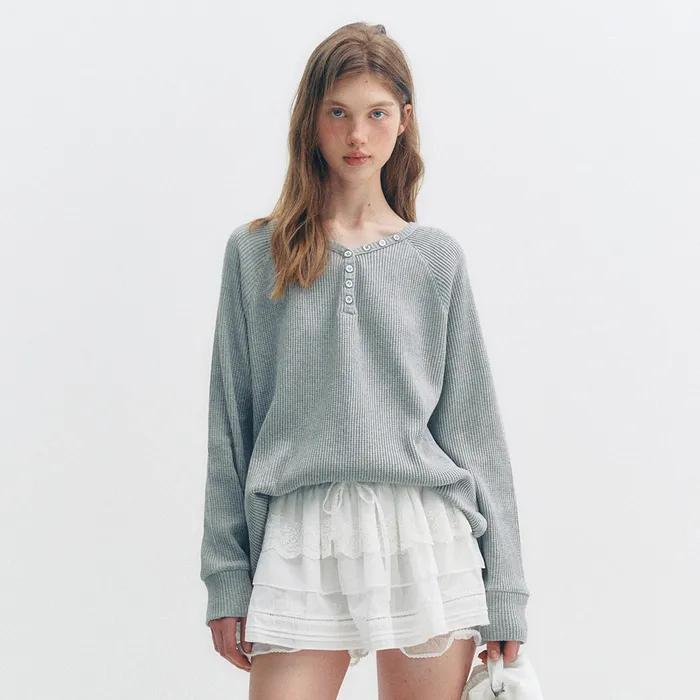 [23차] BUTTON BOXY WAFFLE T-SHIRT_TT5S214