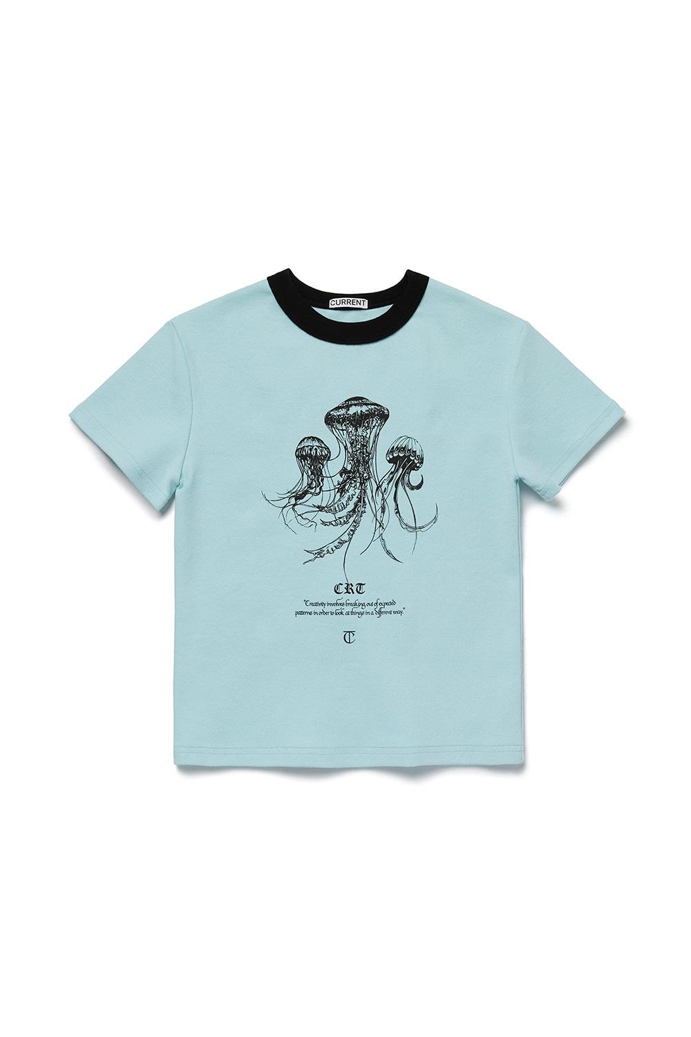 JELLYFISH PRINTED CROP TEE [SKY BLUE]