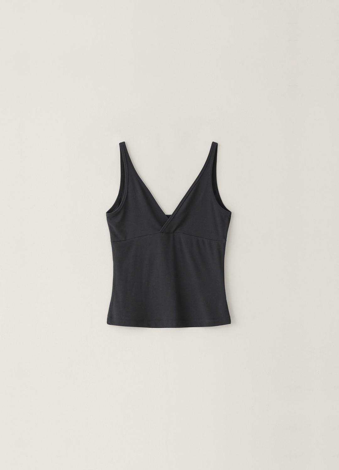 6TH / Spandex V-neck Sleeveless - Charcoal