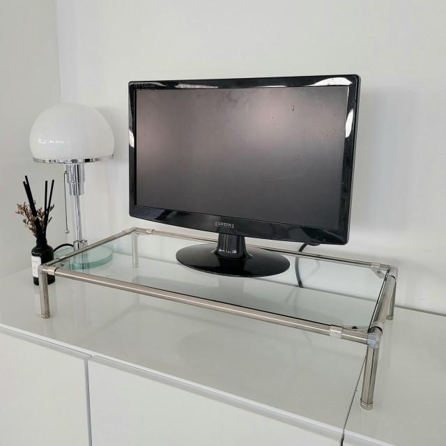비햅핀 모듈 모니터 받침대 데스크탑 선반 강화유리 선반 미드센추리모던 데스크테리어 P01