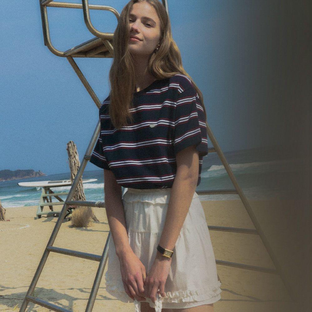 [예약배송]Multi stripe cotton t-shirt_Navy