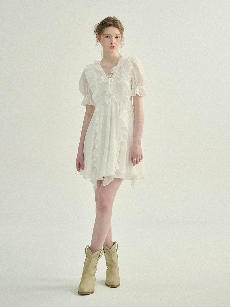 [셀럽착용] 블랑 러플 미니원피스