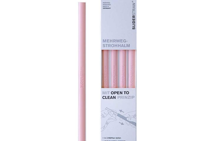 세척솔이 필요 없는 다회용 리유저블 빨대 핑크 4개입 (롱 버전)