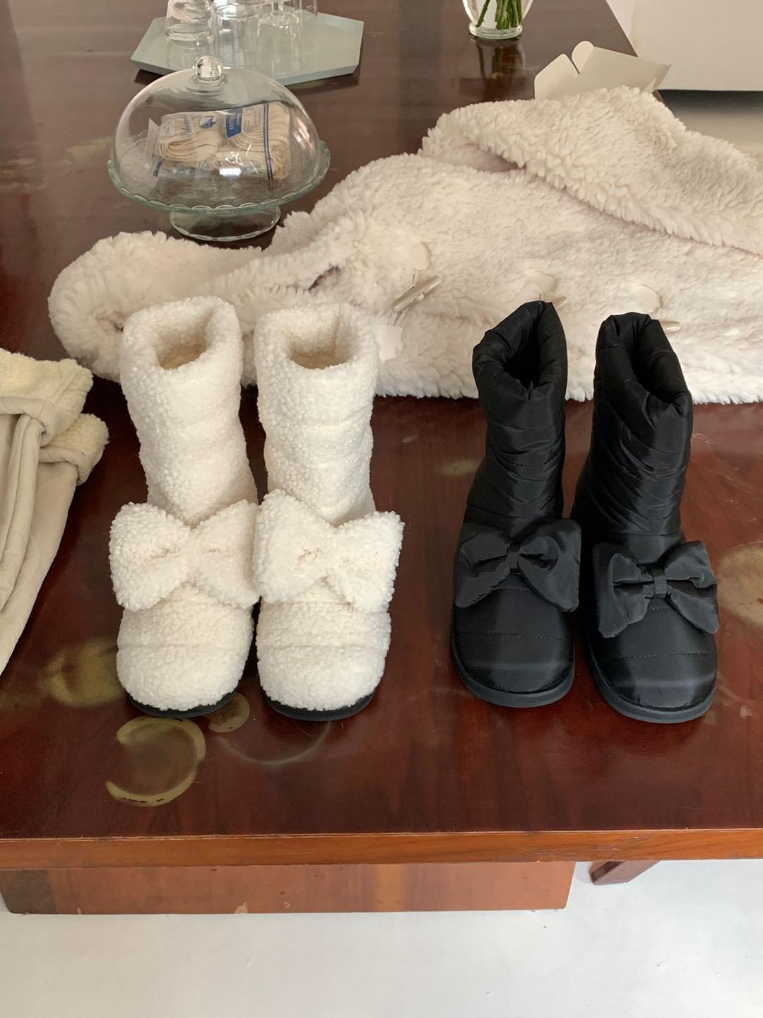 빅 리본 패딩 부츠