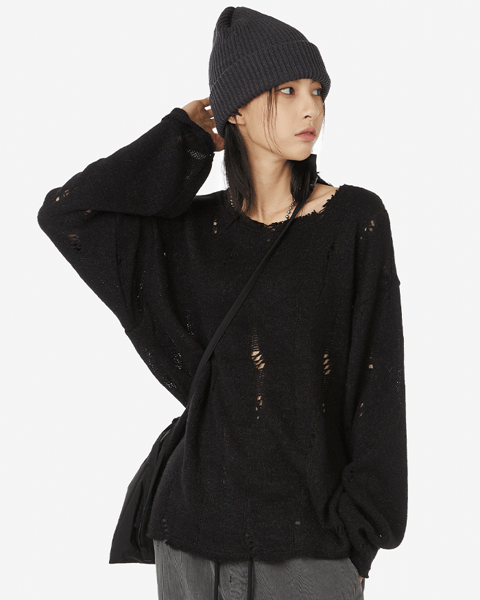 모헤어 러프 빈티지 니트웨어