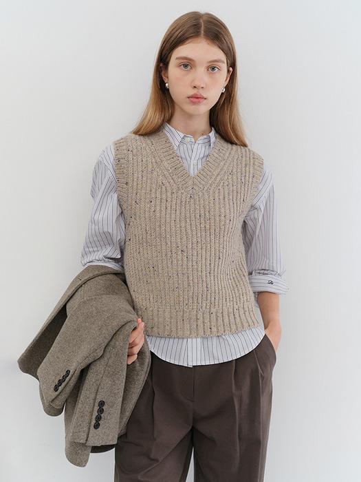 UNISEX V-NECK KNIT VEST MULTI GREY_UDSW5C113G2