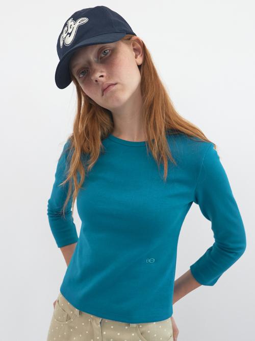 베이직 3/4 슬리브 셔츠 (Cobalt Blue)