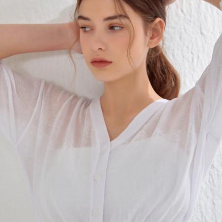 이런 상품 어때요? V넥 린넨 반팔 망사 가디건 화이트