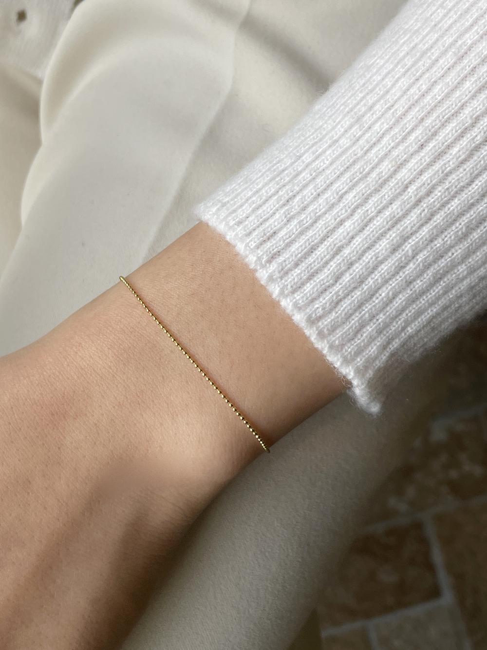 클로첼 실버 925 18k 로즈골드 컷팅볼 군번줄 실 팔찌 은팔찌