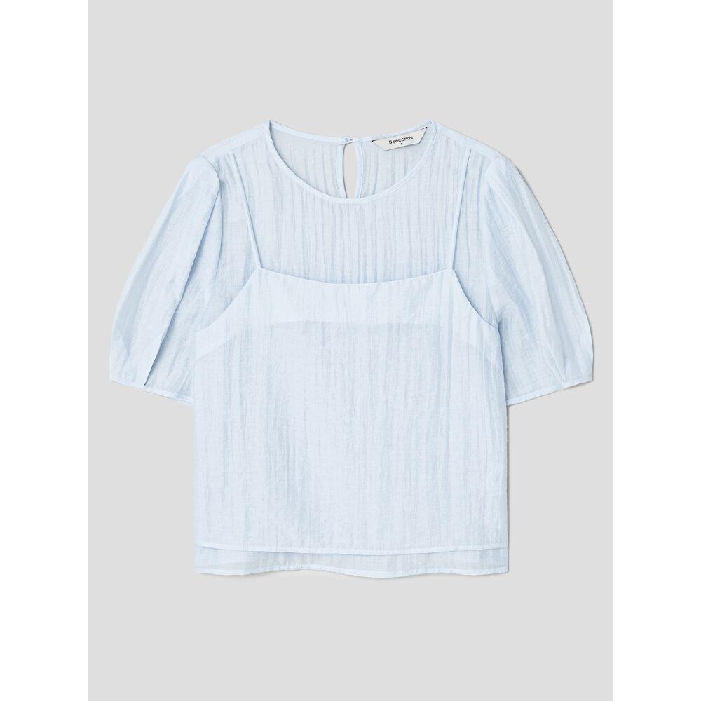 에잇세컨즈 반소매 쉬어 블라우스  스카이 블루 (325365LY2Q)