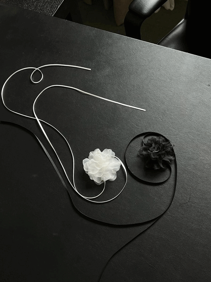 [국내제작] 플라워코사지 리본초커 꽃밴드 웨딩 발레코어