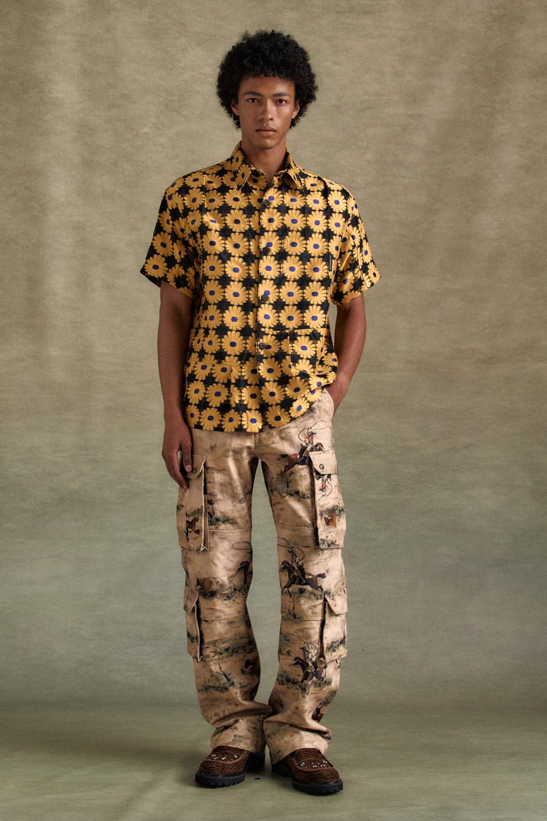 UNISEX COWBOY PRINTED CARGO JEANS apa811u(BEIGE)