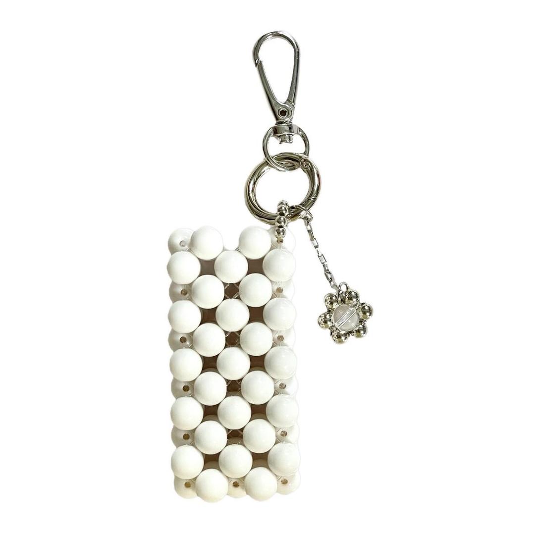 [r-o-m] Bead Bag Keyring 03.white