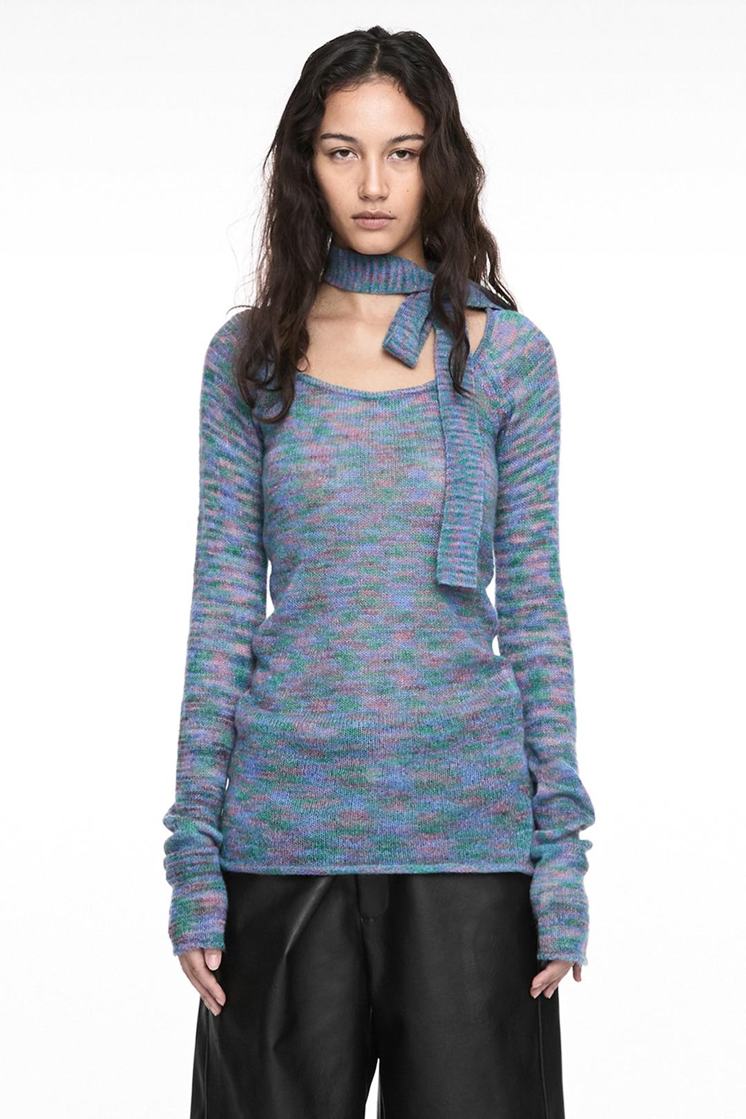 MIXED MUFFLER KNIT BLUE