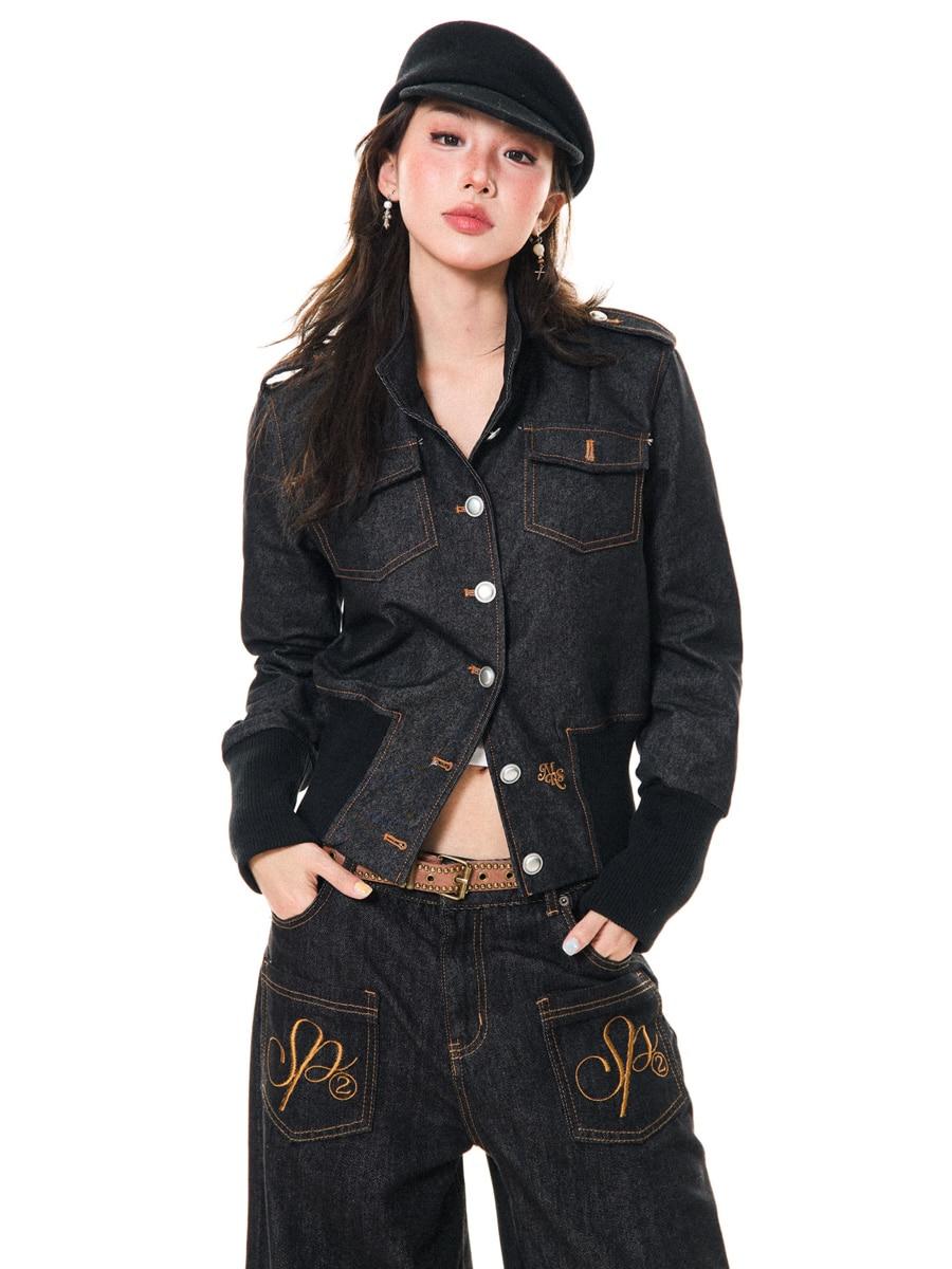 YOUNG STAGE Utility Single Slim Denim Jacket