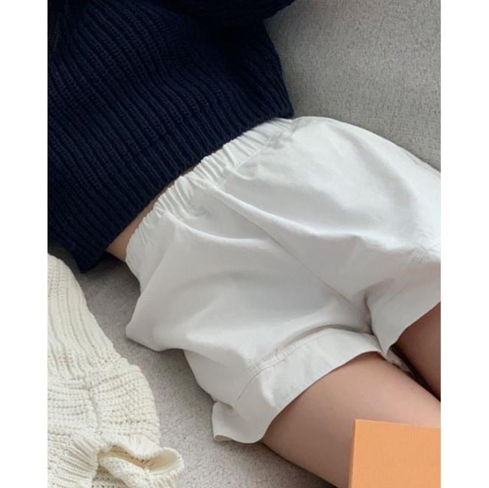 파운더스 워커 팬츠 여성 봄 여름 밴딩 고무줄 흰 반바지 코튼 포켓 카키 베이지