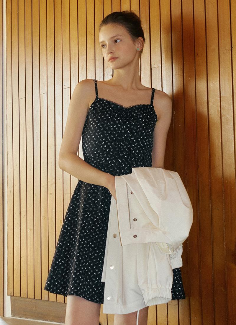 GENA FLOWER LACE SLEEVELESS MINI OPS BLACK