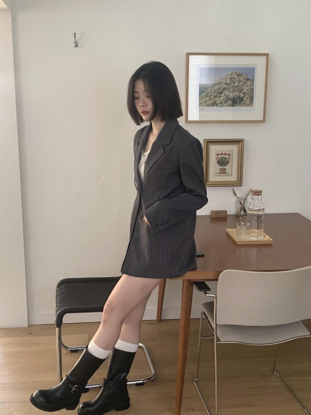 [세트가능] 게더 스트라이프 jacket