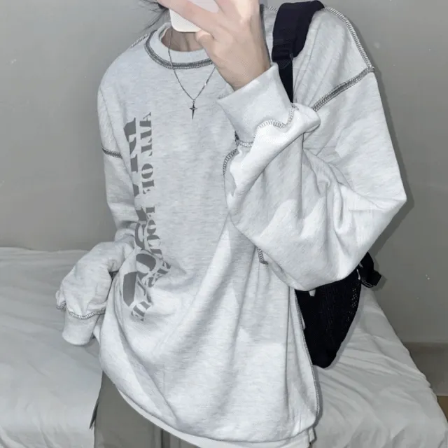 [unisex] 디비전 스티치 오버핏 맨투맨 (2color)