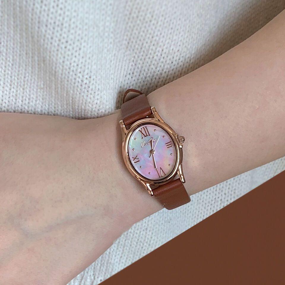 Gem-Rosegold/Opal (Brown leather)