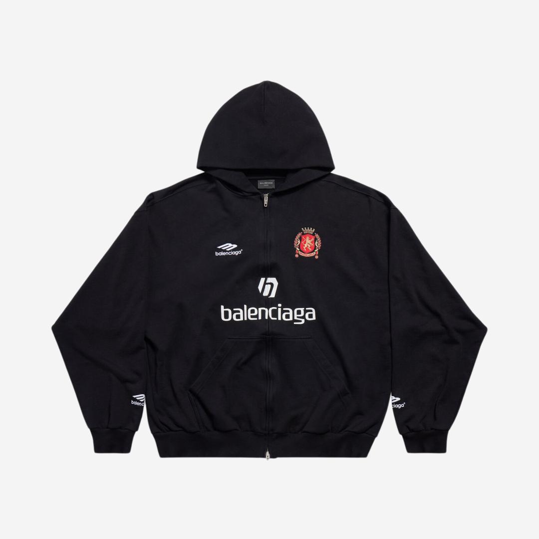Balenciaga Soccer Series Seoul Soccer Zip-Up Medium Fit Hoodie Black