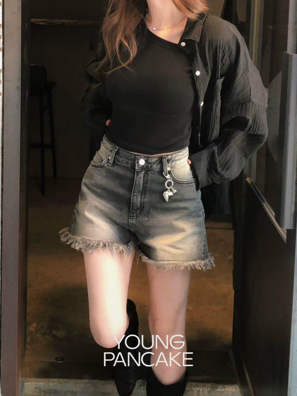Fade braid short denim pants (2 color)