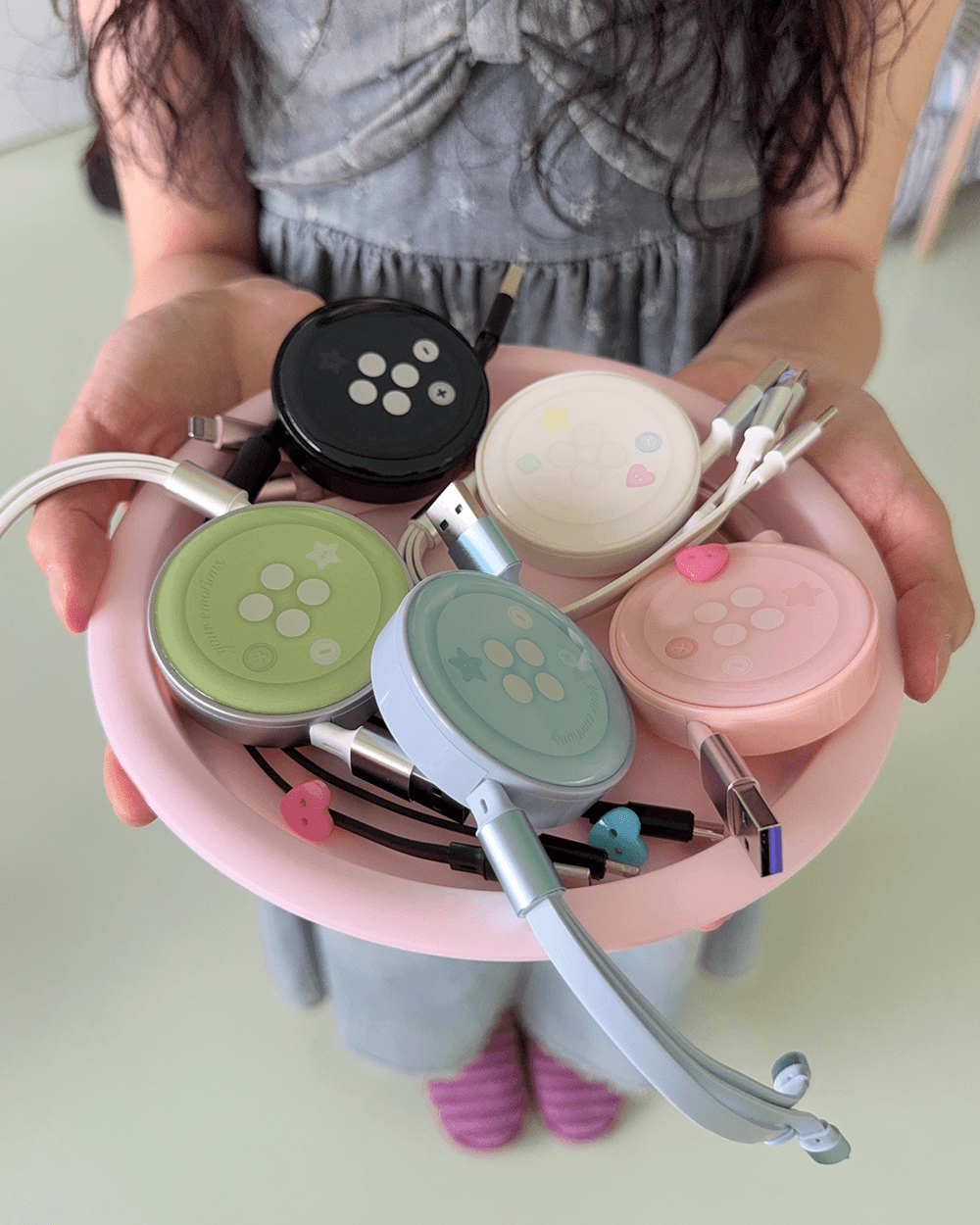 Button charge cable (5color)