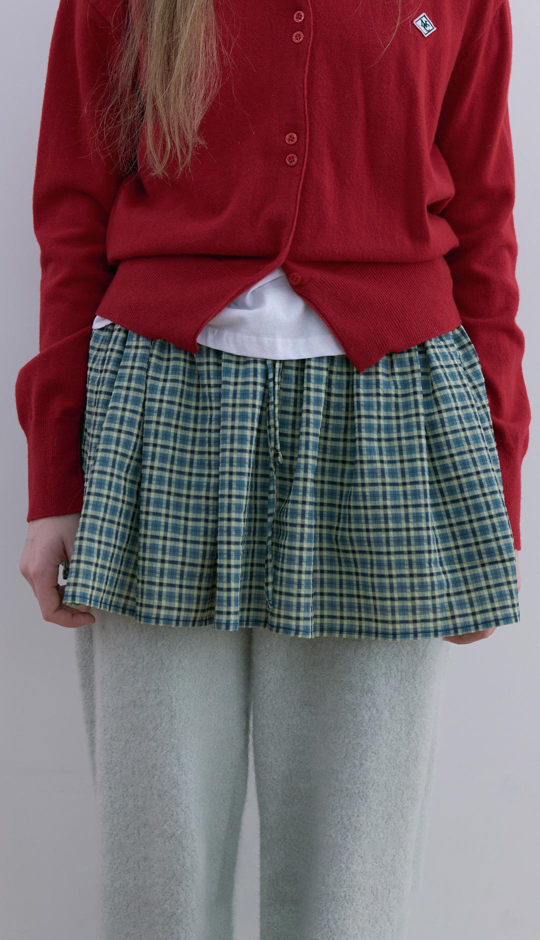 140. Check mini skirt _ Green check