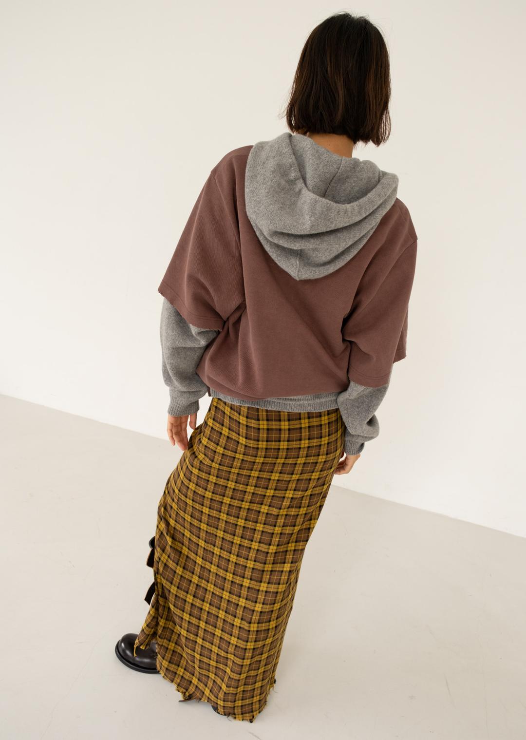 CHECK LONG SLIT SKIRT