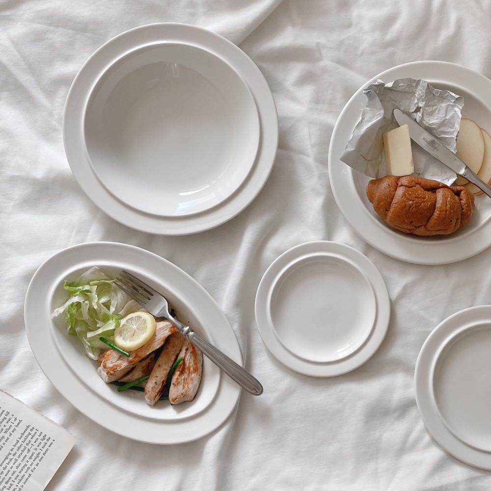 Syracuse maple 시라쿠스 메이플 화이트 오벌 파스타 레스토랑 개인 소스 접시