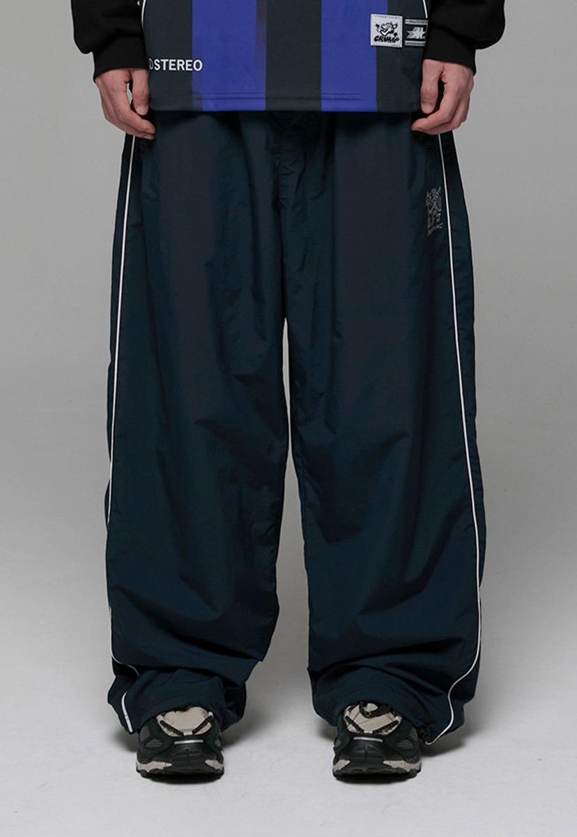 파이핑 와이드 우븐 팬츠 [네이비]