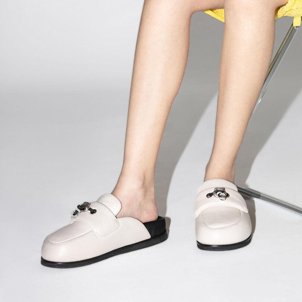 Baguette Puffy Footbed Slides in Ivory