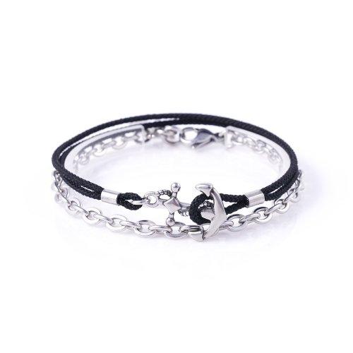 슬림스트링 앵커748 4플랫라운드 써지컬스틸882 체인 팔찌세트 (C2201-SE245_BK)