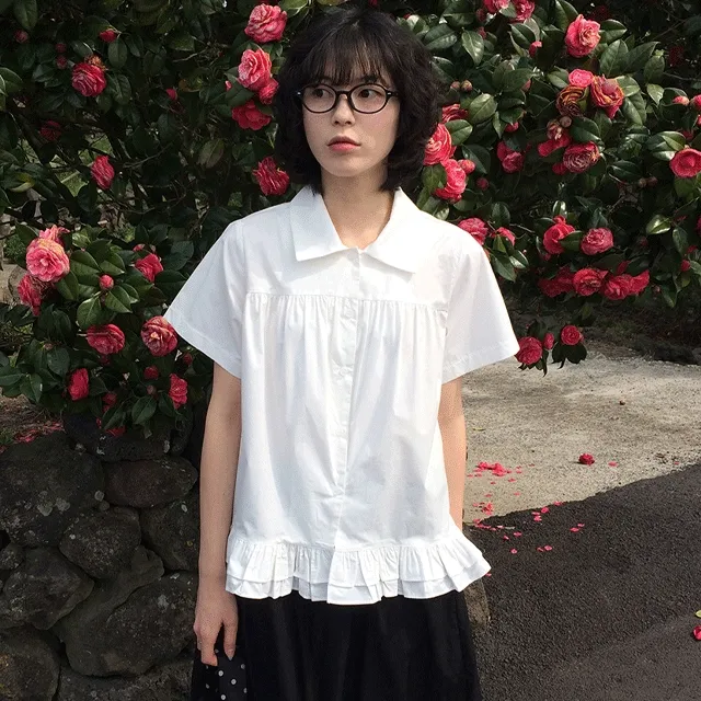 루디 프릴 카라 블라우스