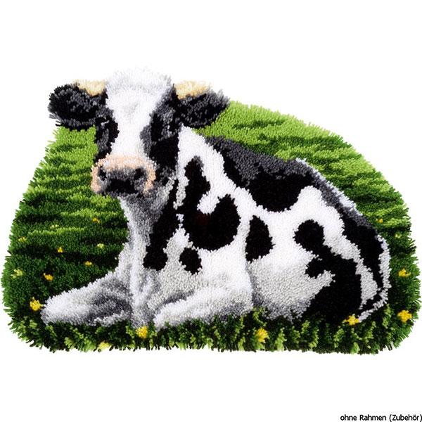 벨기에 Vervaco 정품 스킬자수패키지(래치훅)/ 매트 SHAPED RUG/ COW RESTING-0157078