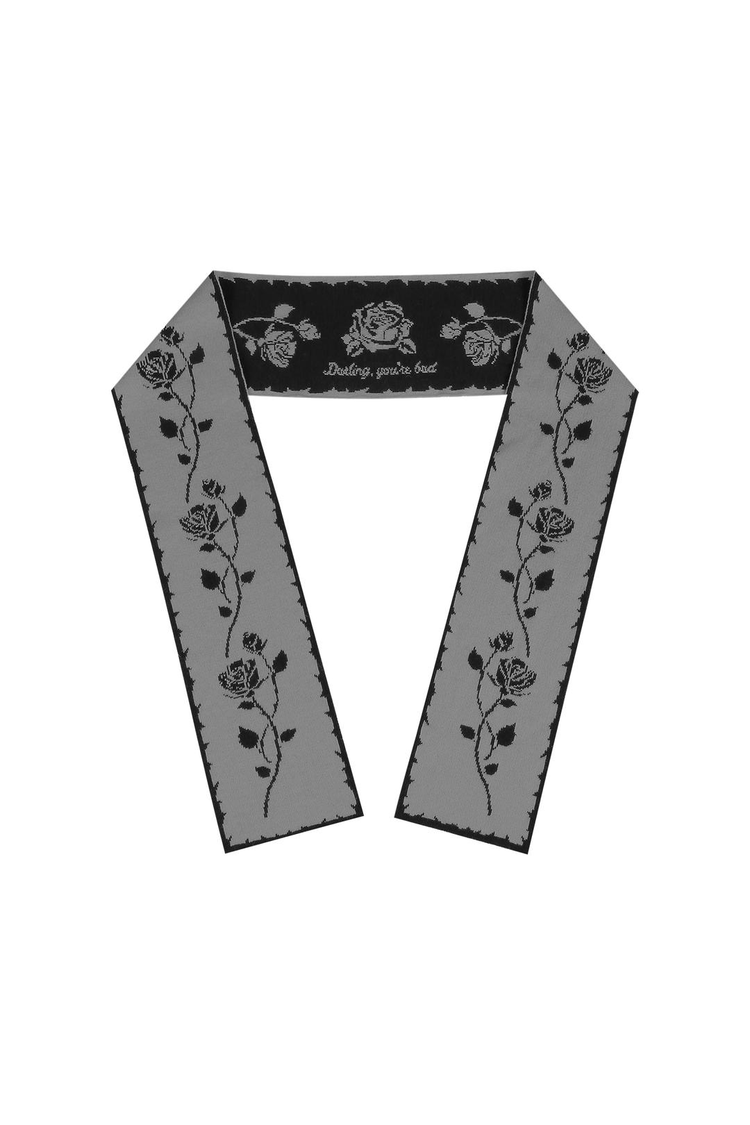 [2차재입고]ROSE JACQUARD SCARF #BLACK (*2.10 출고) - 달링유어배드