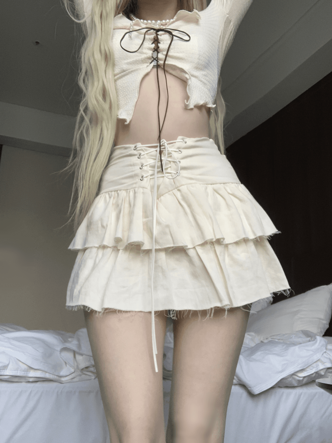 ninian corset frill skirt (ivory)