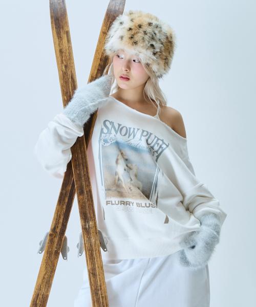 L21 DUSTY HORSE ONE-SHOULDER SWEATSHIRT(WHITE)