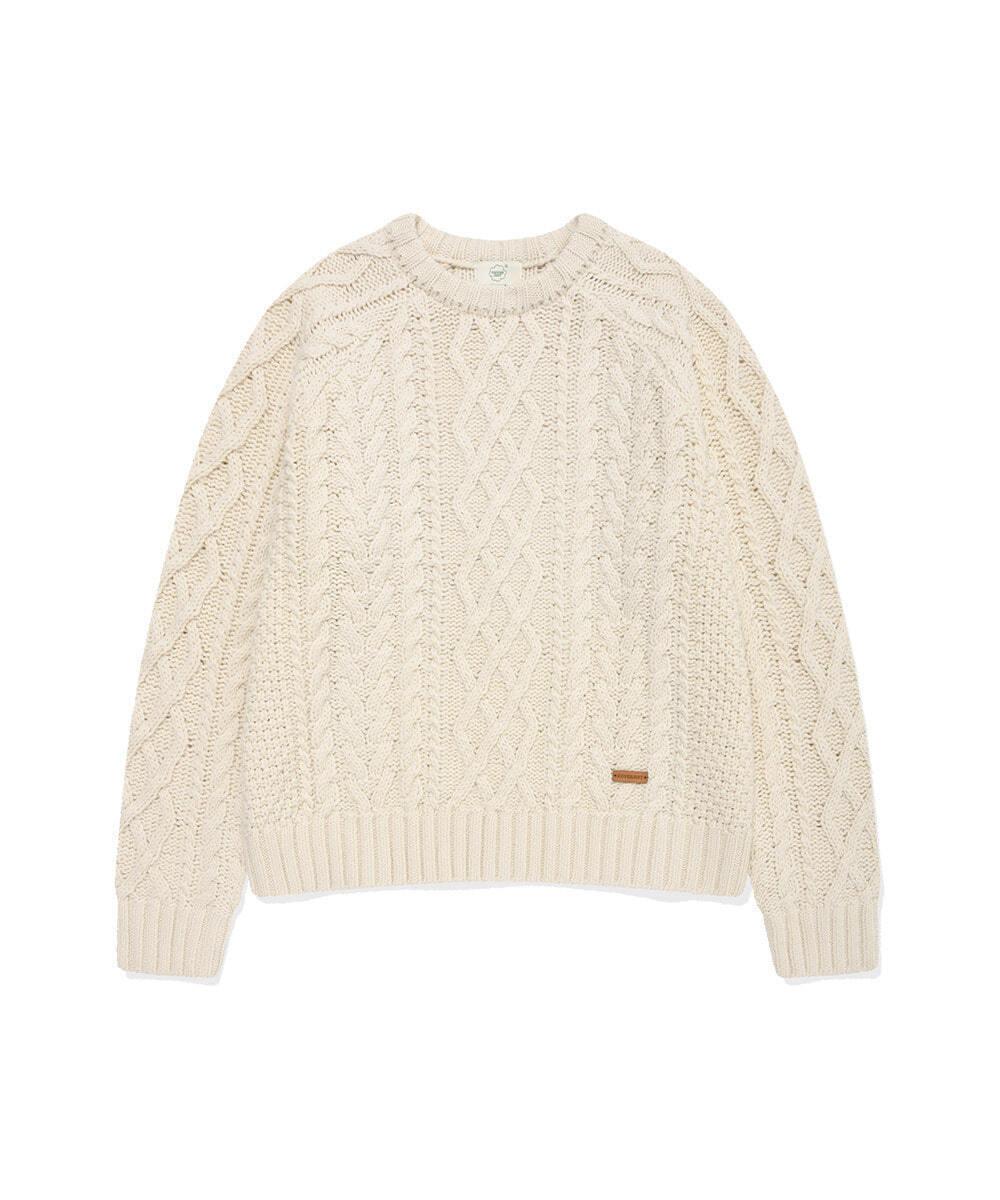 우먼 레글런 케이블 니트 Ivory